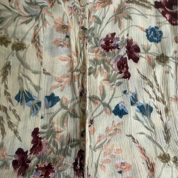 Earthbound Floral Boho Romper Puff Sleeve Button Front Women M - Picture 3 of 11